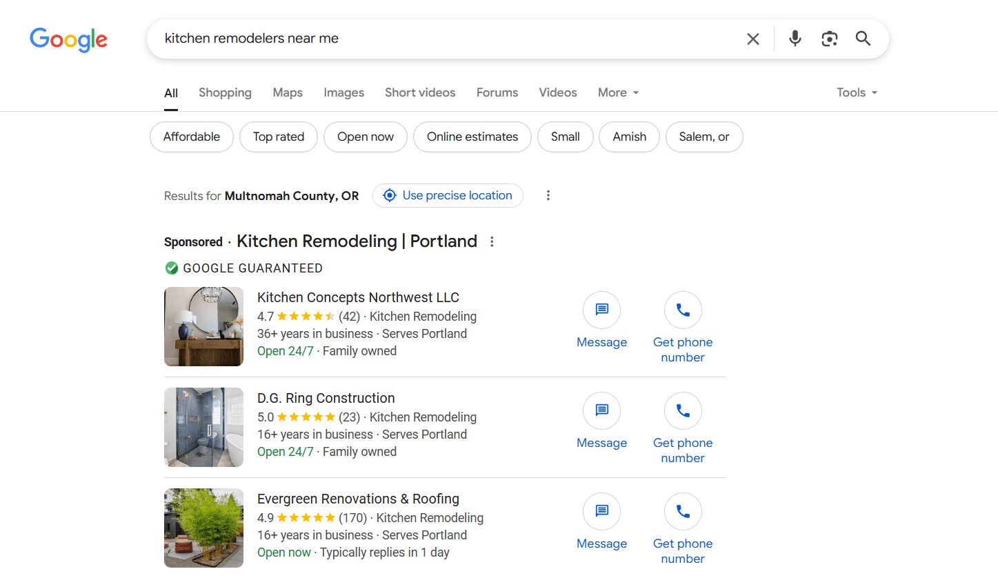 kitchen remodelers google ads