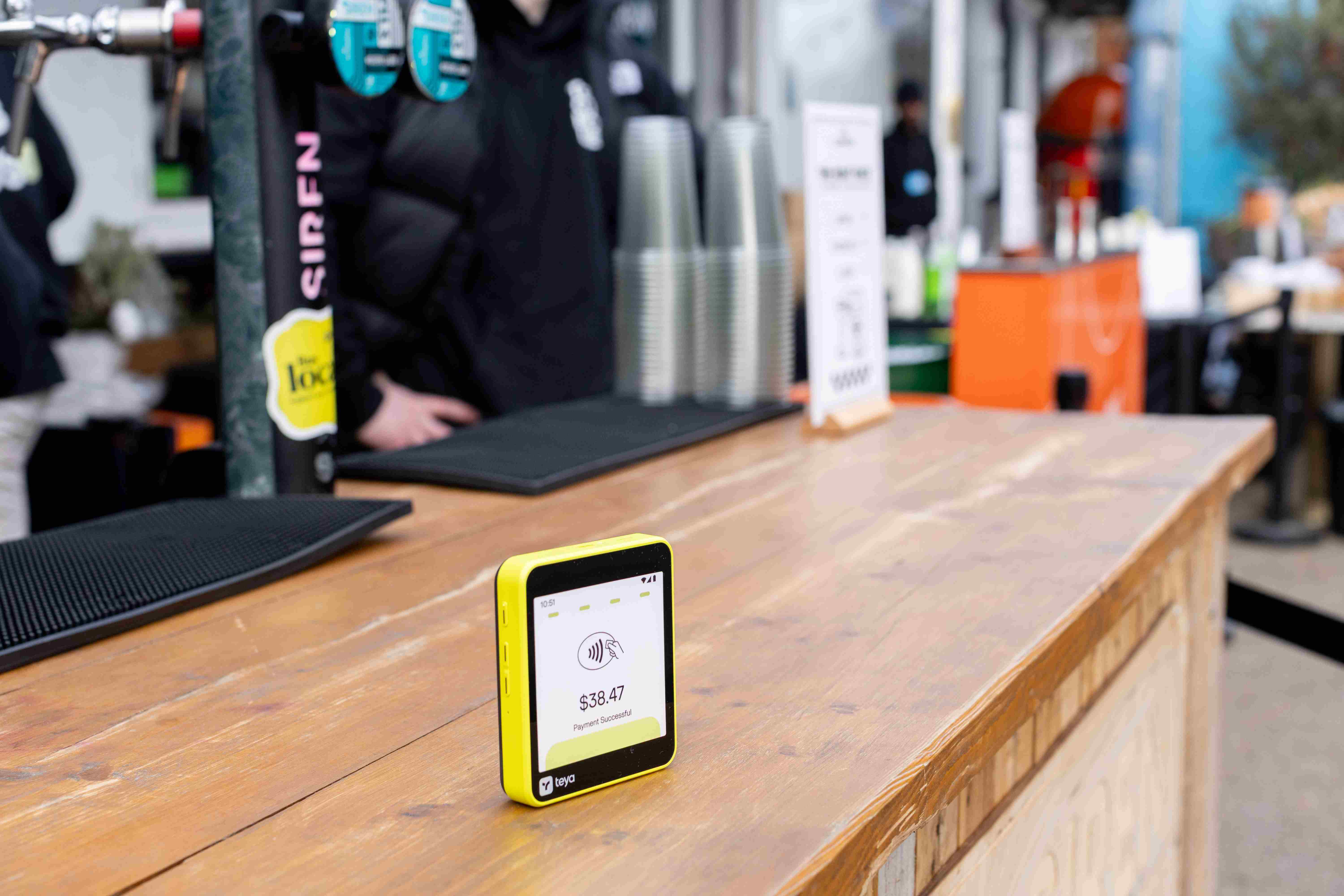 a Teya card machine on top of a counter