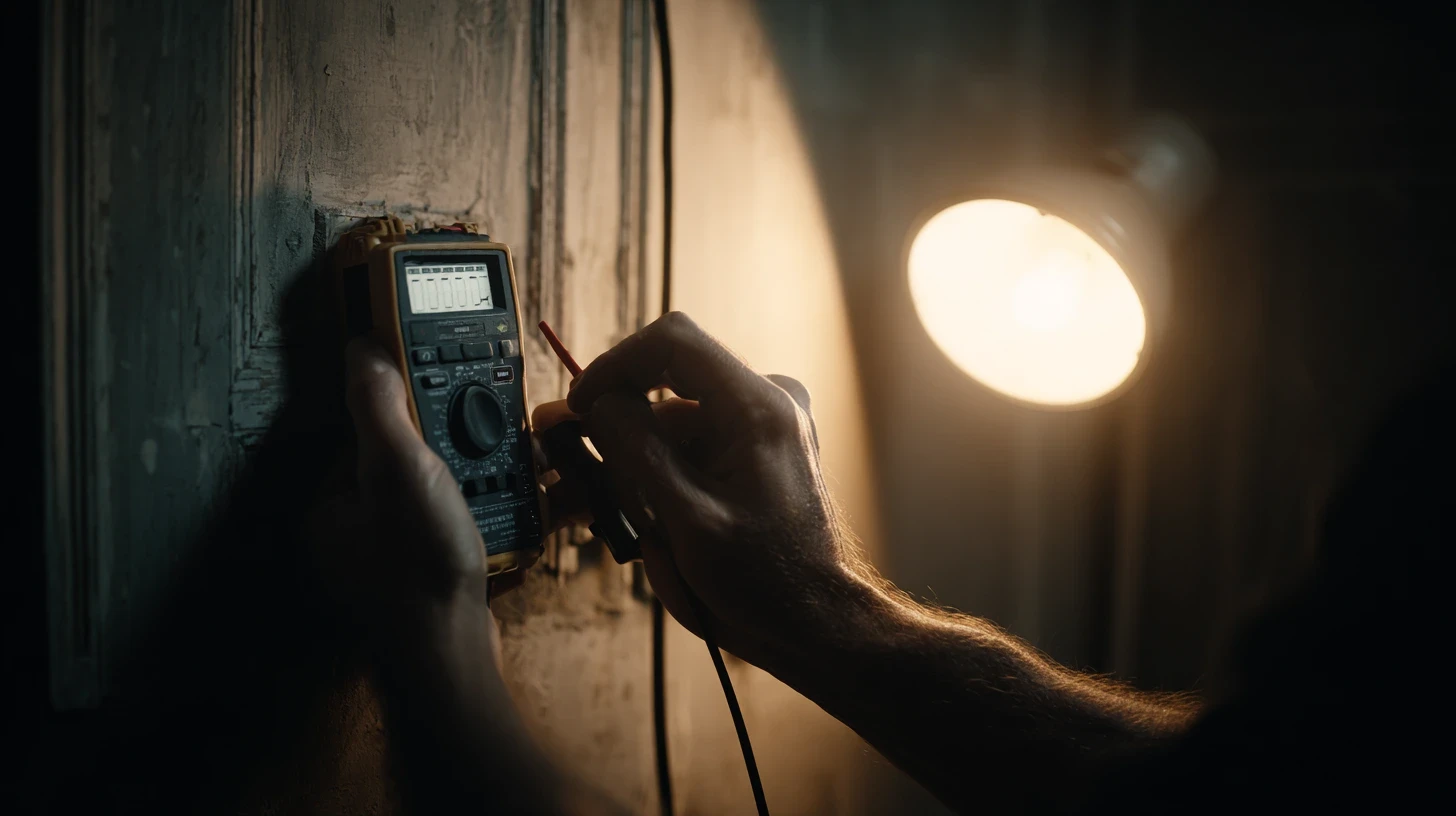 Électricien à Gaillac effectuant des tests de tension pour un dépannage rapide et conforme aux normes.