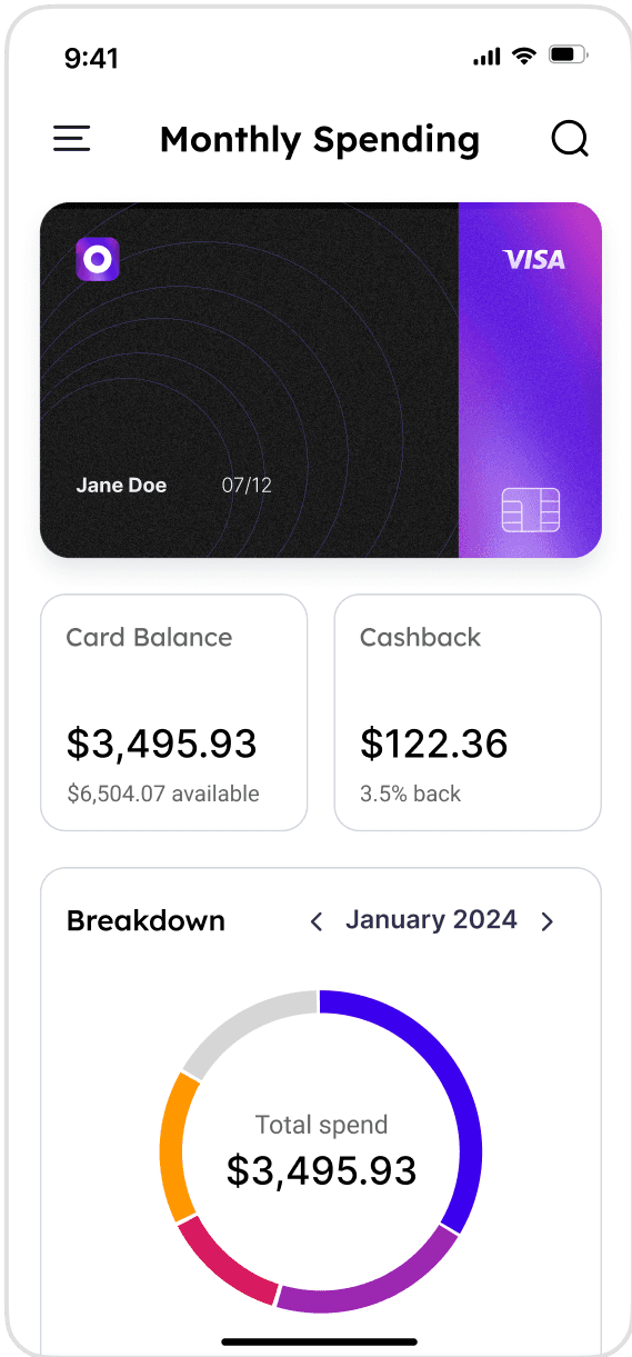 Monthly card spending app