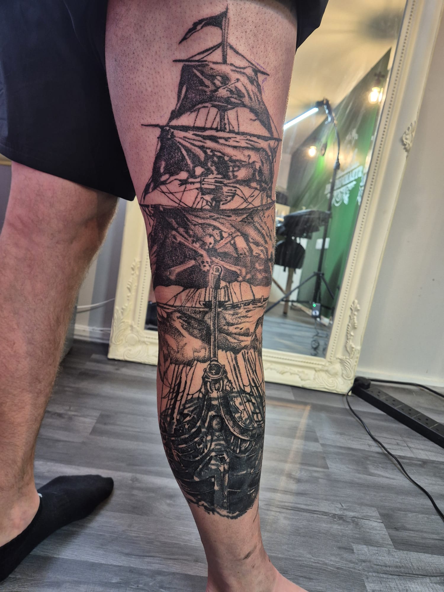 Arm tattoo of a pirate.