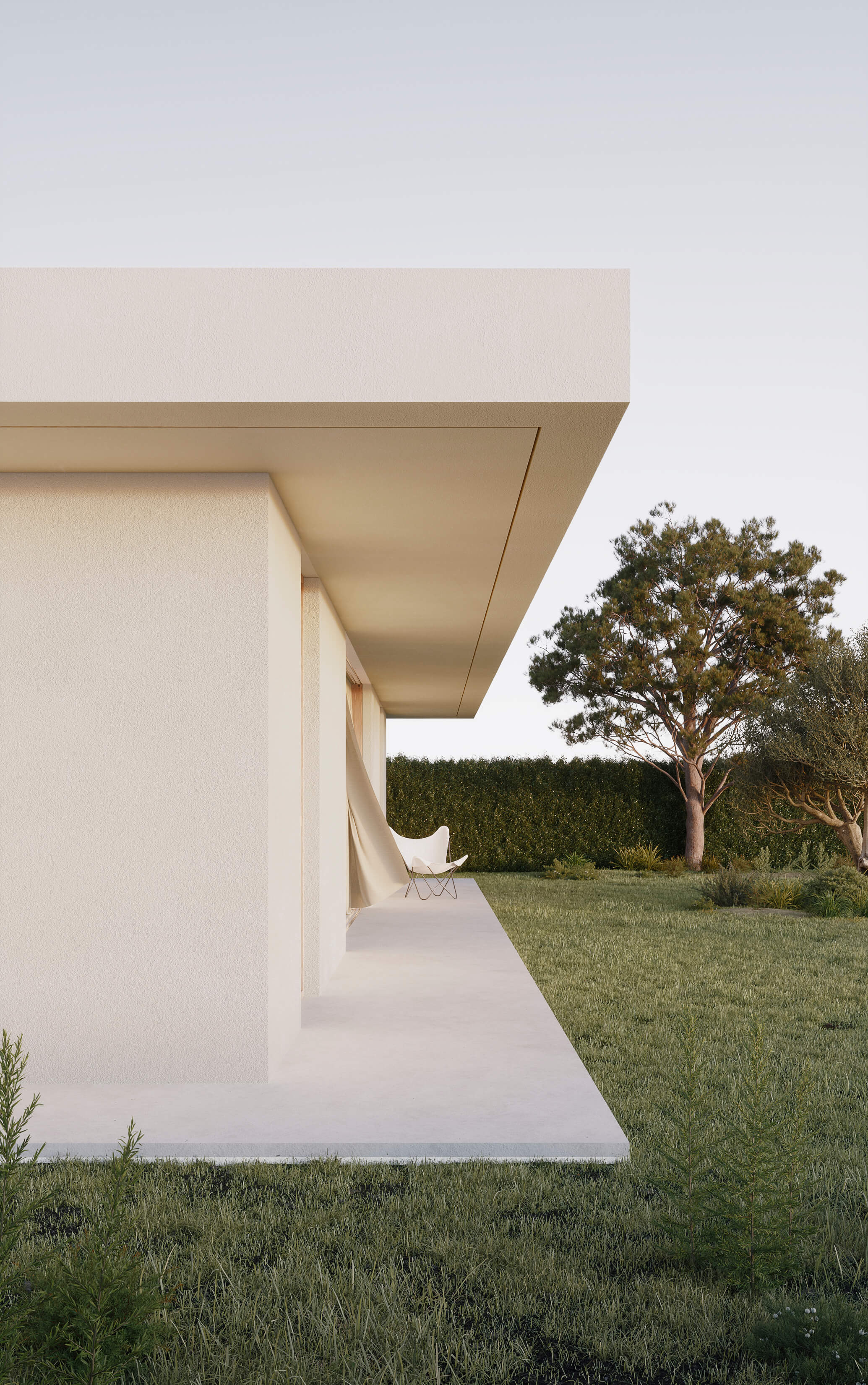 Minimal house exterior with garden view