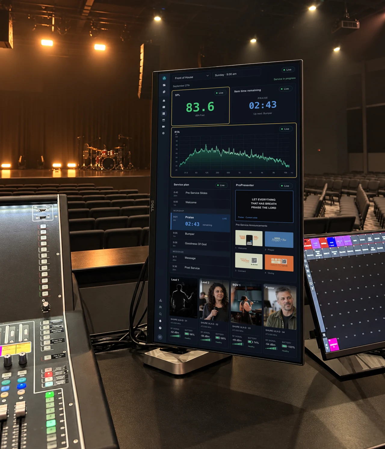 Planning Center live service plan and timers