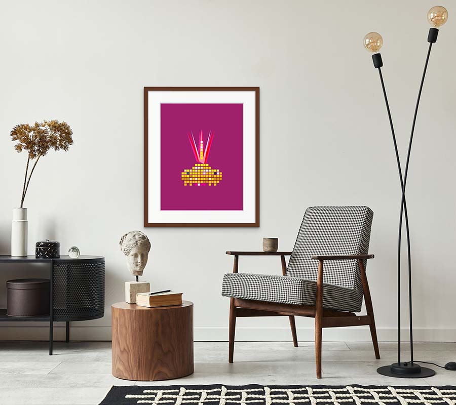 Image of a clean room, chair and painting of an magic lantern, titled Semi