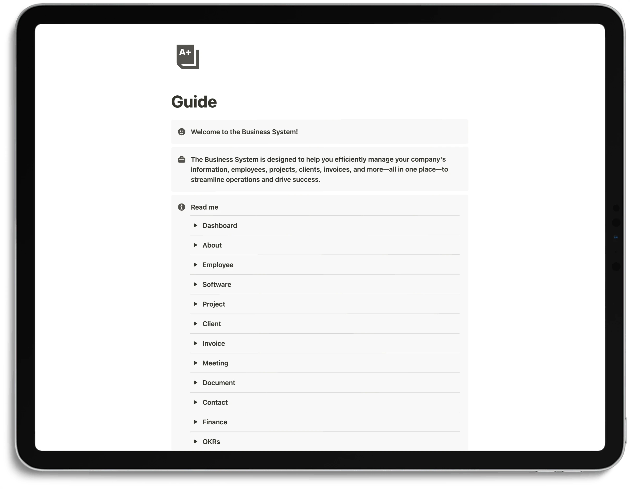 Notion Business System - Guide