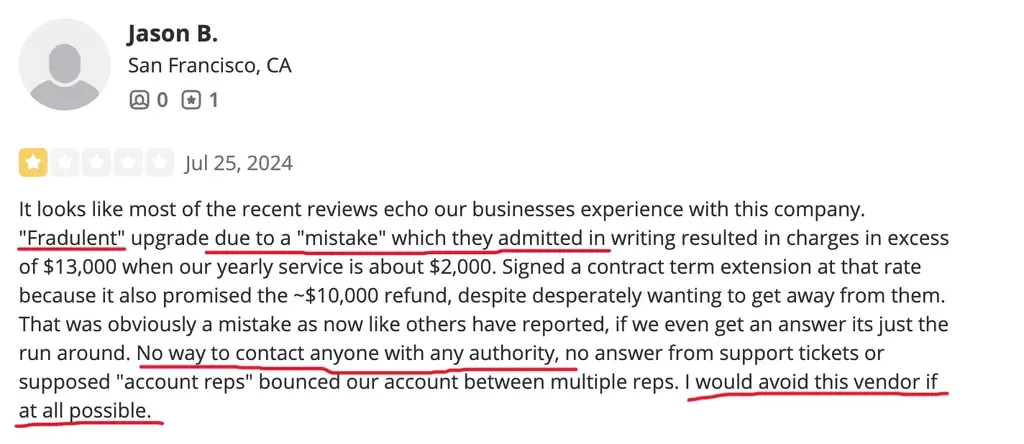 He highlights the lack of customer support