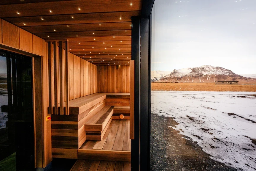 Yoga room with great landscape