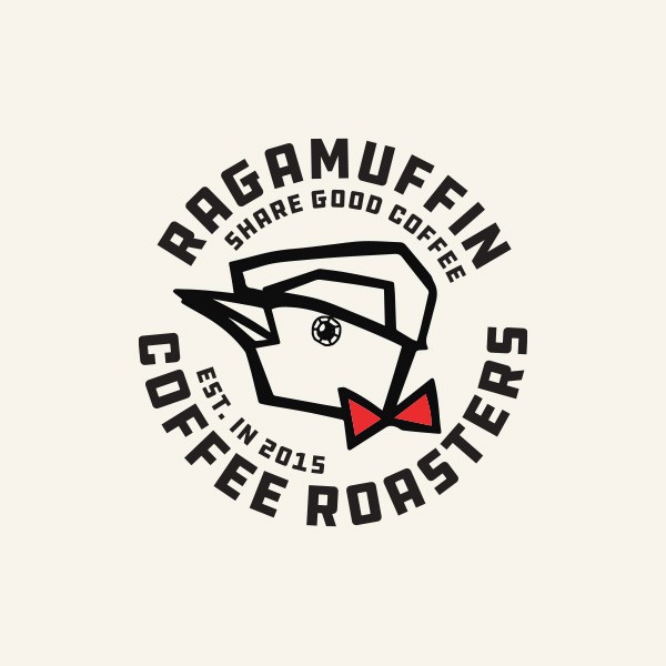 Ragamuffin Coffee Roasters circular badge logo in black and white