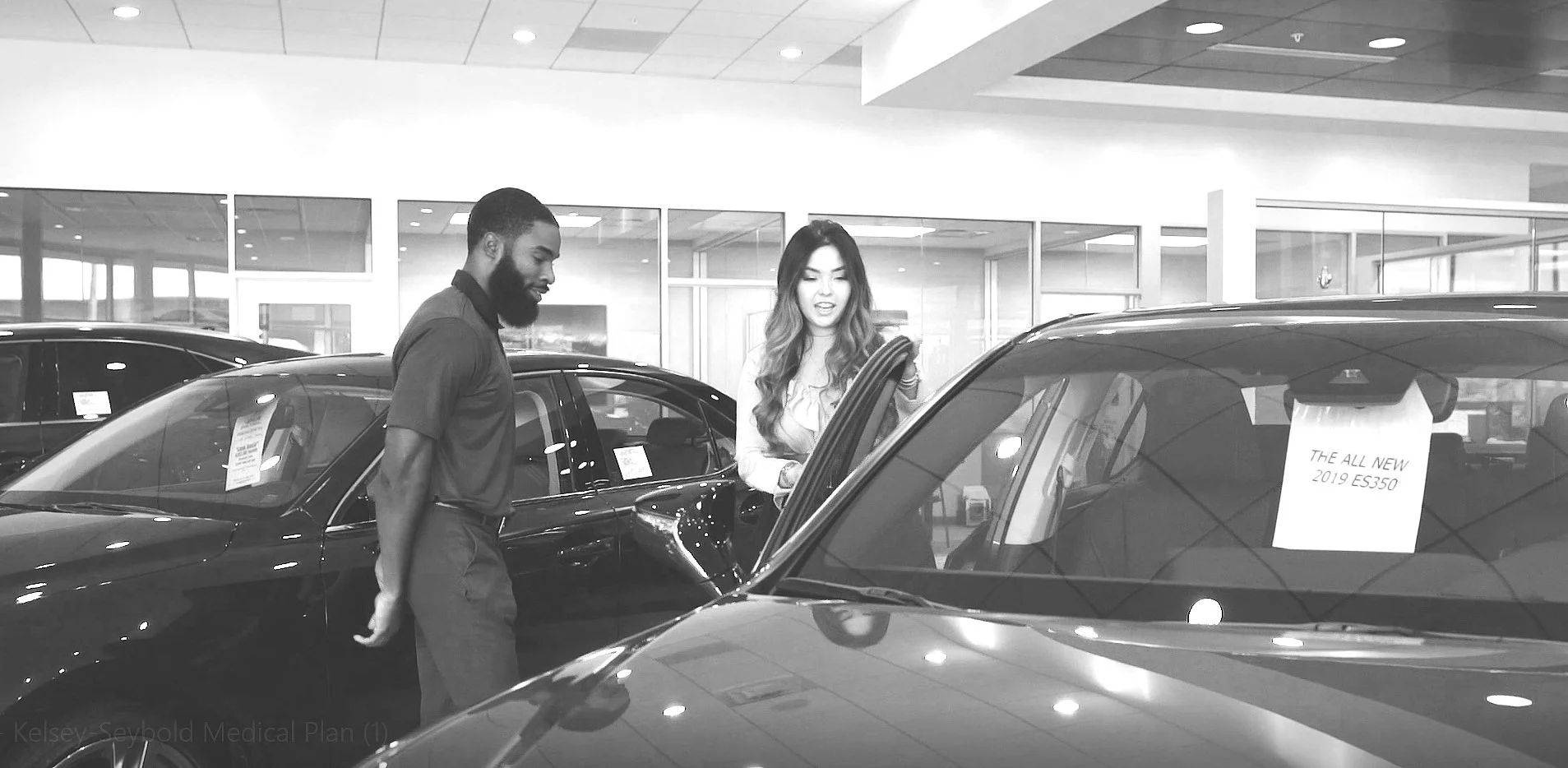 Car salesman with customer