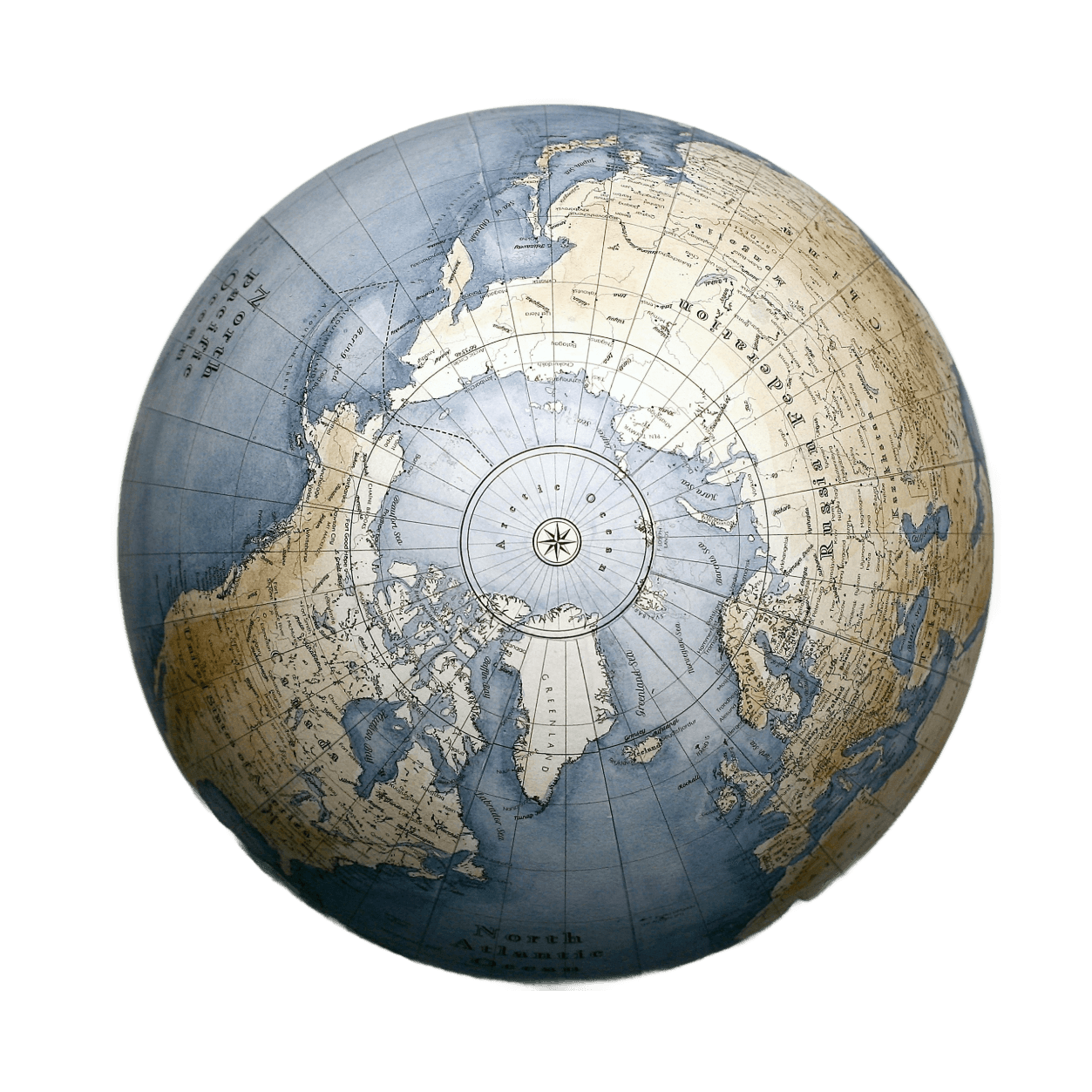 brown and black globe on white table (Background Removed)