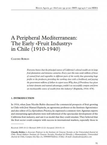 A Peripheral Mediterranean The Early 'Fruit Industry' in Chile (1910-1940)