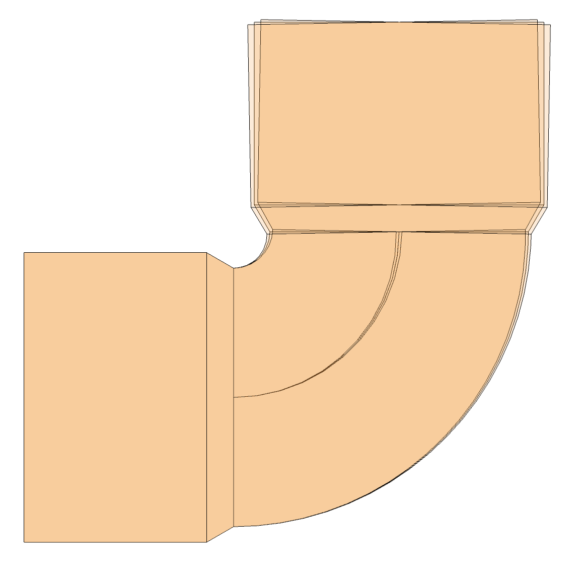 90 degree bends overlaid with transparency increased to show how they accommodate design inaccuracies and flex.