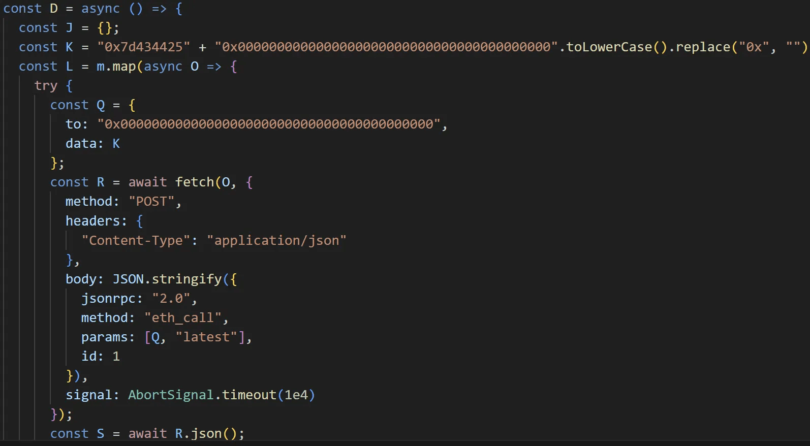 0x0으로 설정된 컨트랙트 주소