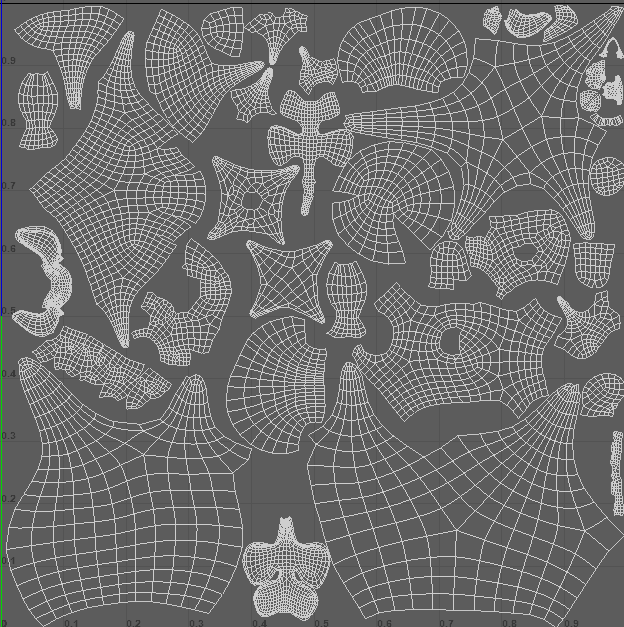 UV layout for an Ilythis plant texture set with assorted sculptural plant assets.