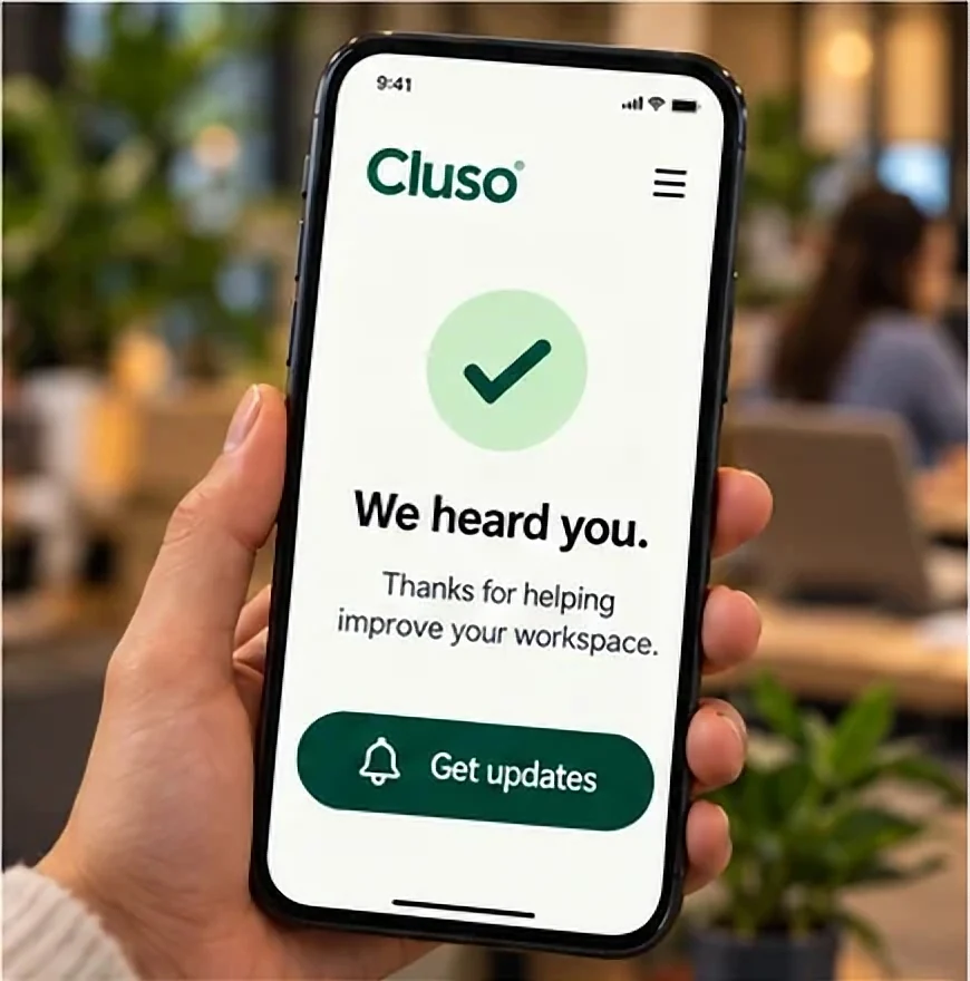 A "We heard you" screen, with an option to get updates.