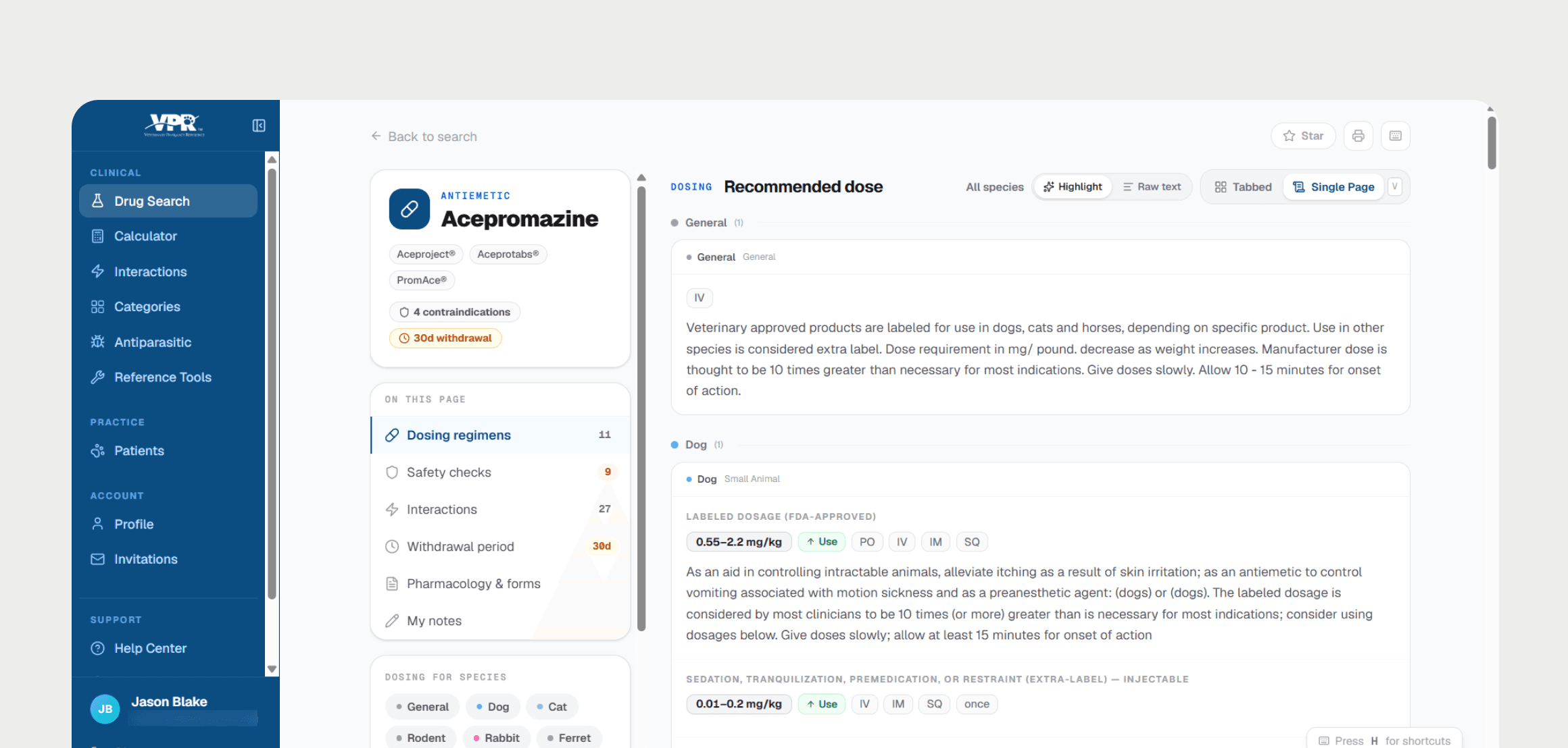 Screenshot of the VPR Cloud app