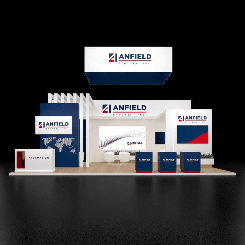20x30 architectural canopy meeting booth rental with dual screen stations