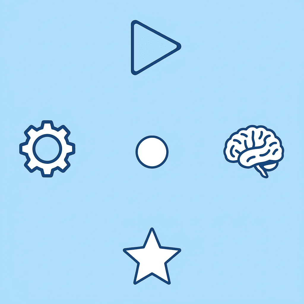 Four compass directions representing different types of play-based learning approaches