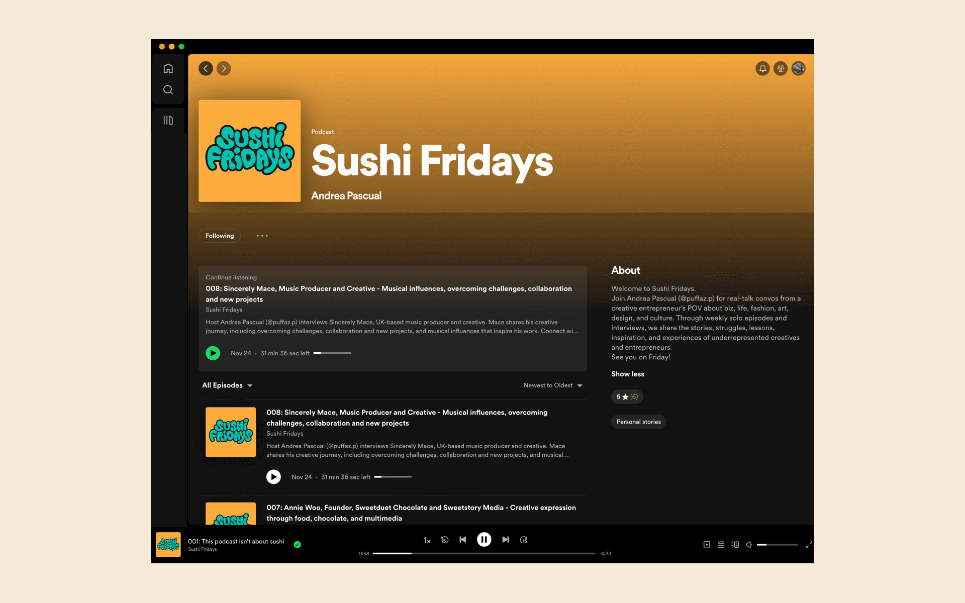 Sushi Fridays The Podcast - Brand Identity Spotify