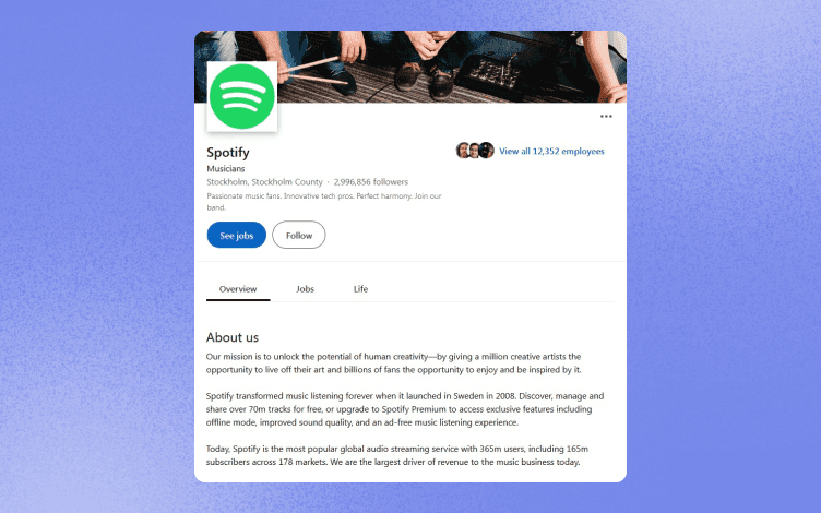 Complete the About us section