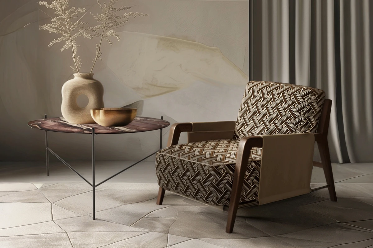 Modern armchair woody (مجموعة أثاث متكاملة)  and planet coffetable