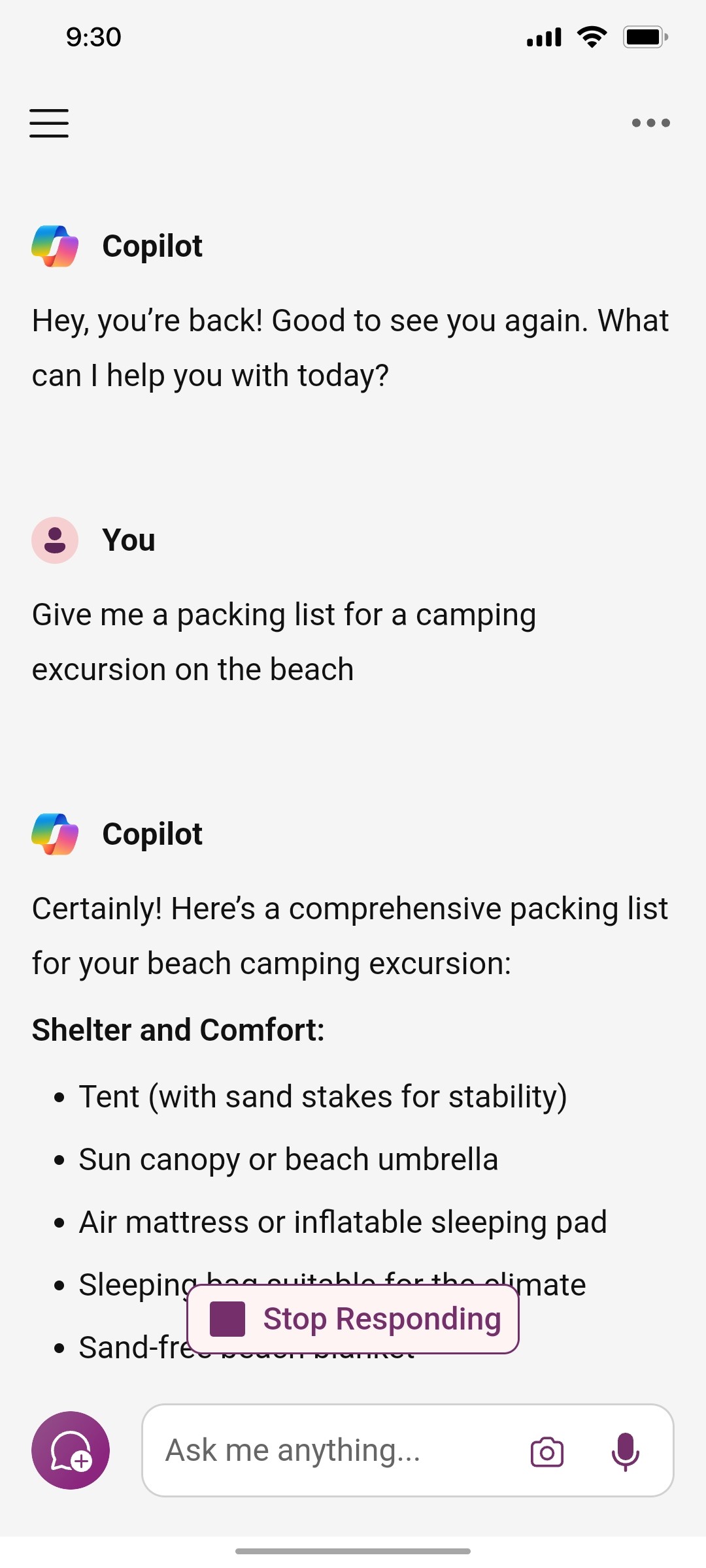 Microsoft Copilot typing 2 screen
