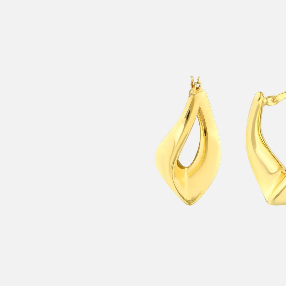 Assos Pırlanta 14 Ayar Modern Tasarım Altın Halka Küpe