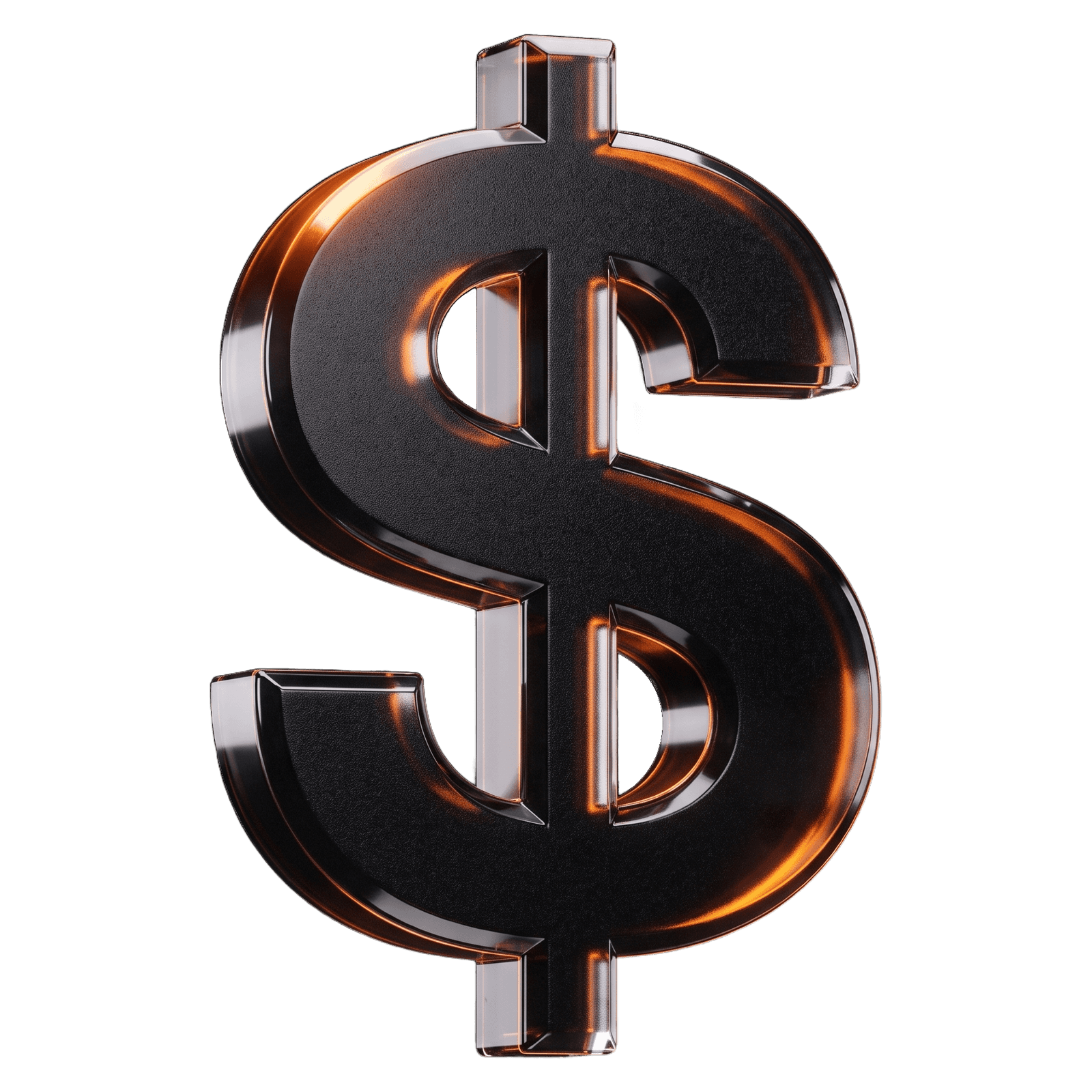 Dollar sign in a 3D glass style