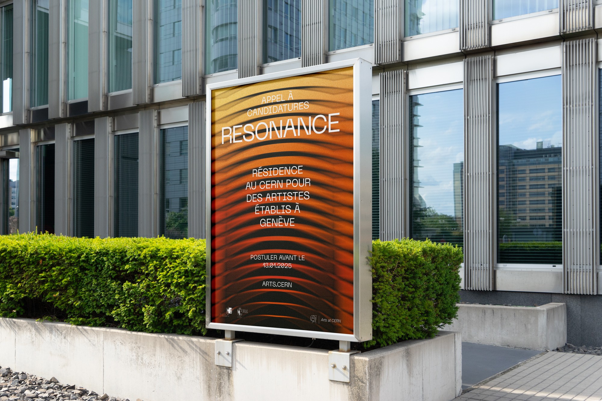 Billboard of artistic residence Resonance by Arts at CERN