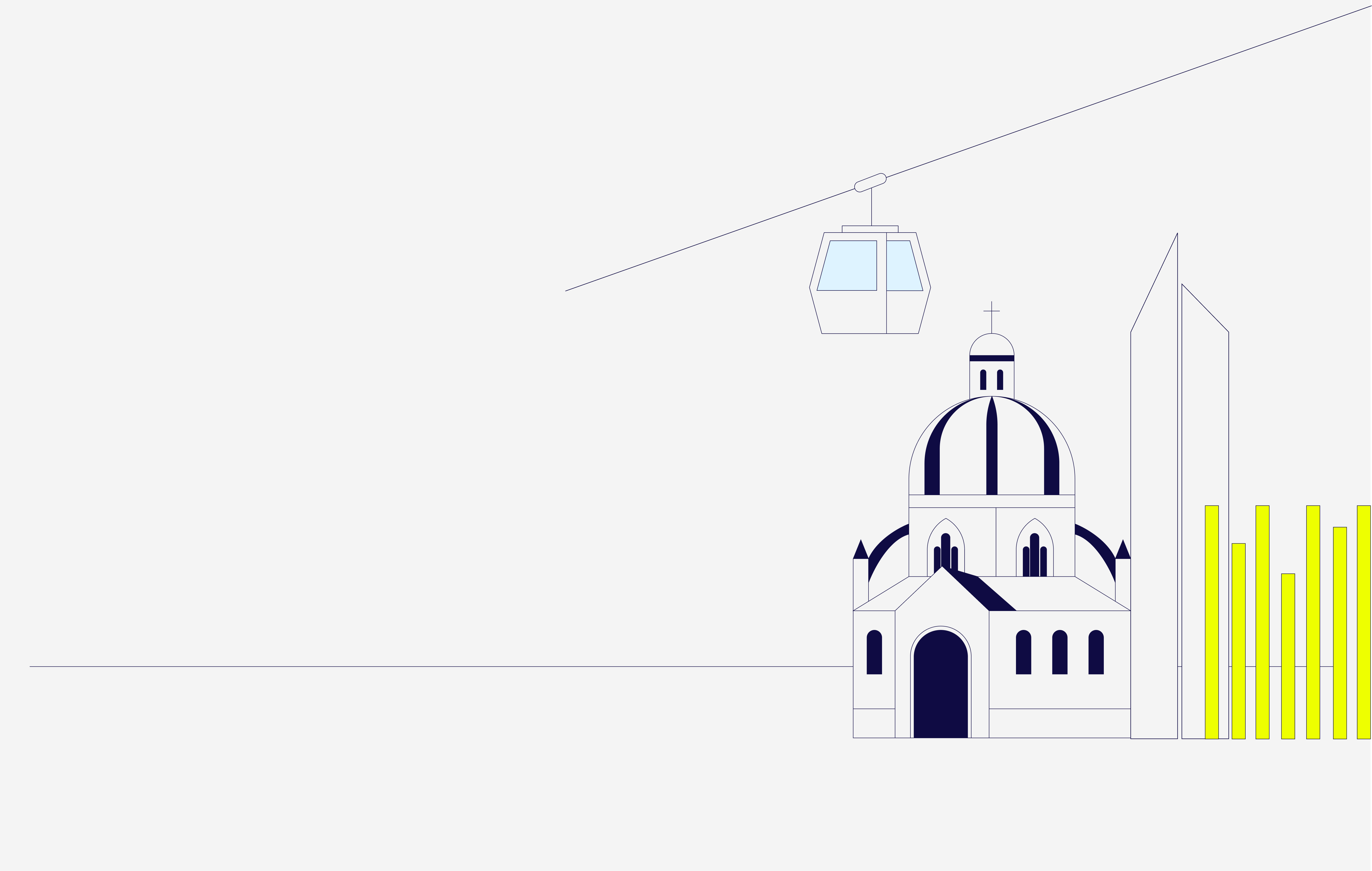 Paisaje urbano de Medellín mostrando el Metrocable, una iglesia y edificios, destacando el entorno de Zona P.