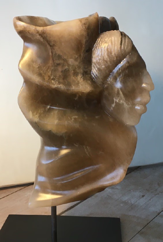 Gabriel Angel for Palestine, 2023. Alabaster. by Barbara Walker.