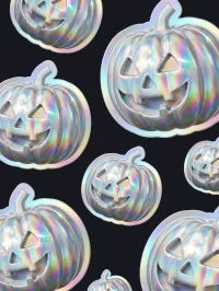 Illustrations 3D de citrouilles aux textures irisées