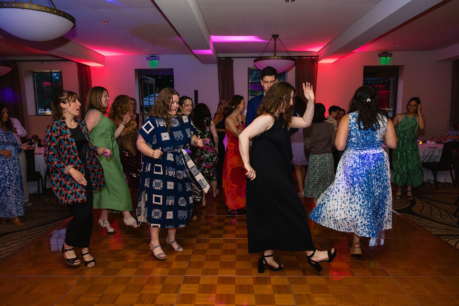 Evening dancing with colored room lighting