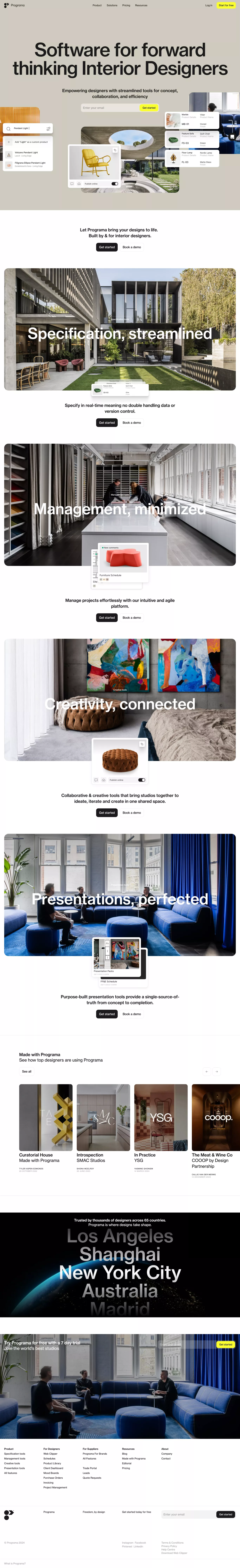 Programa - Software That Meets Even An I landing page screenshot showcasing Design and Tech design