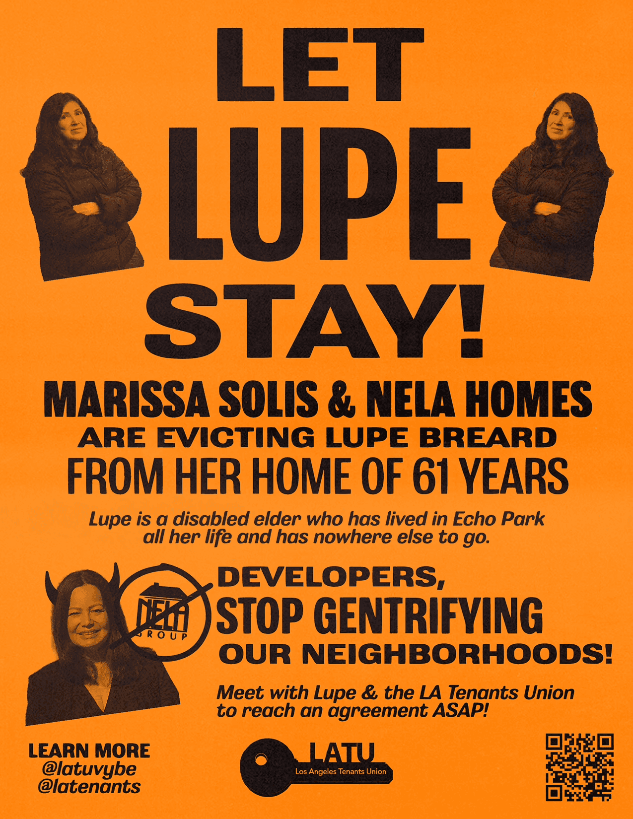 LET LUPE STAY Poster on Orange