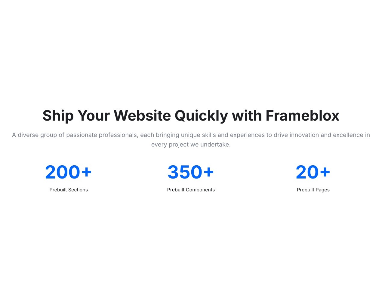 Framer Metrics Section - Frameblox UI