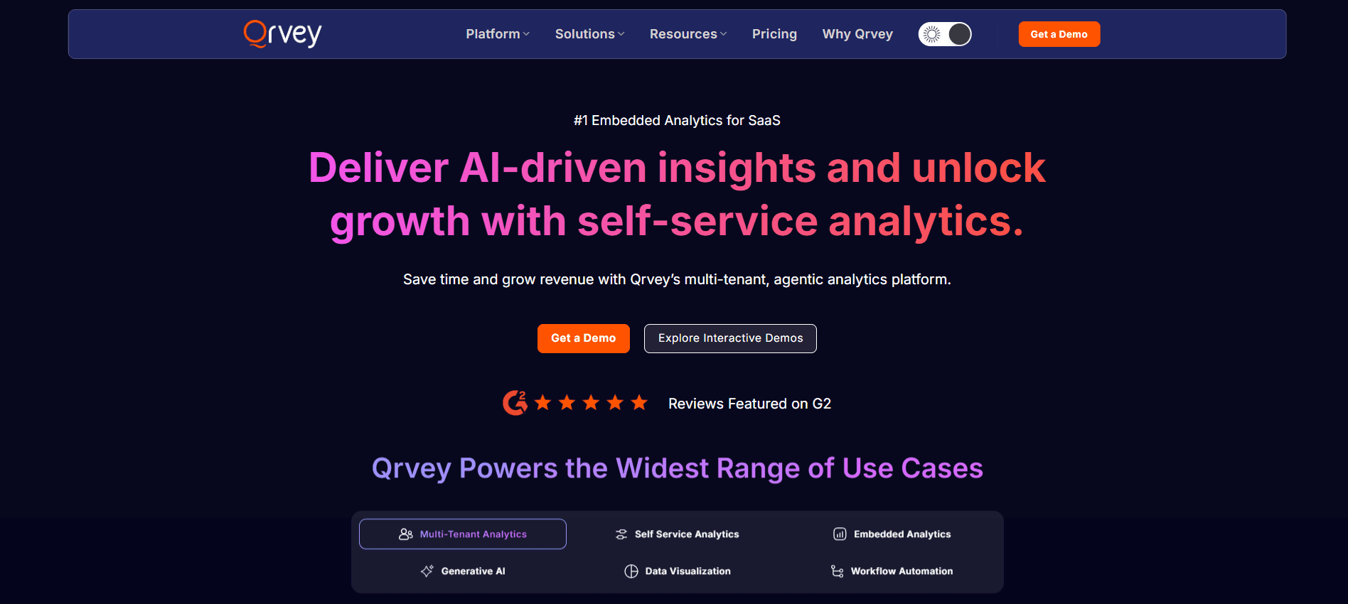 Qrvey homepage