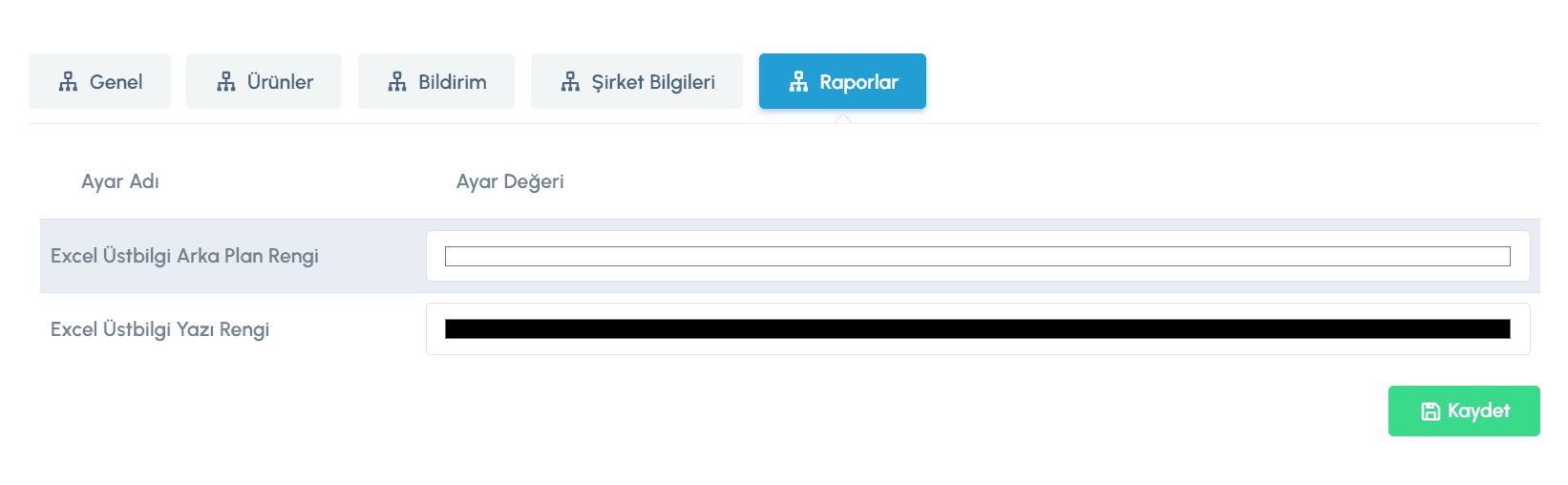 Rapor Ayarları