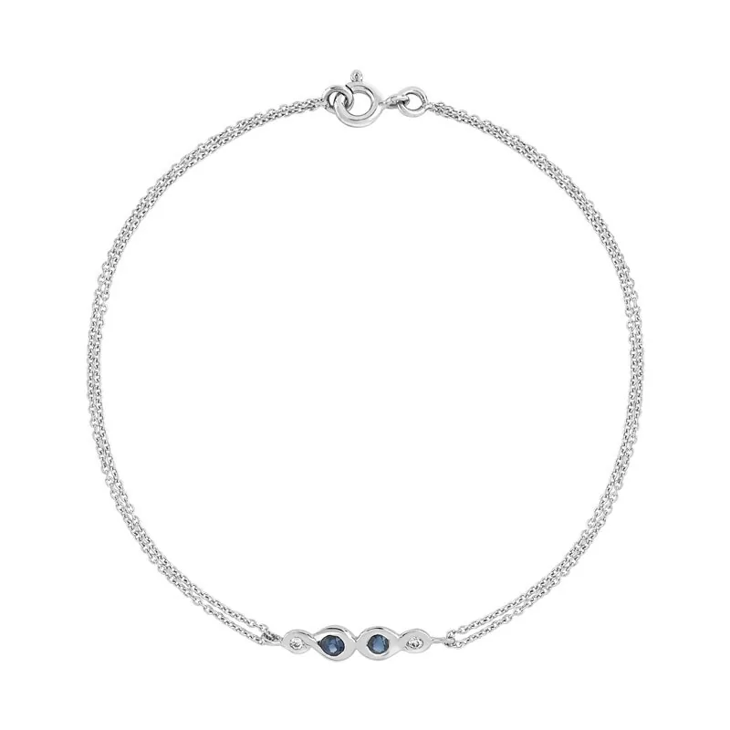 Bracelet en or blanc 375 serti de saphirs et oxydes de zirconium