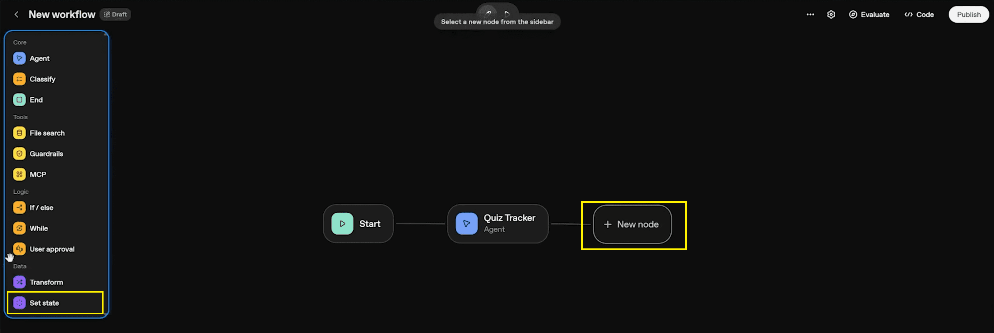 8. new node - set state