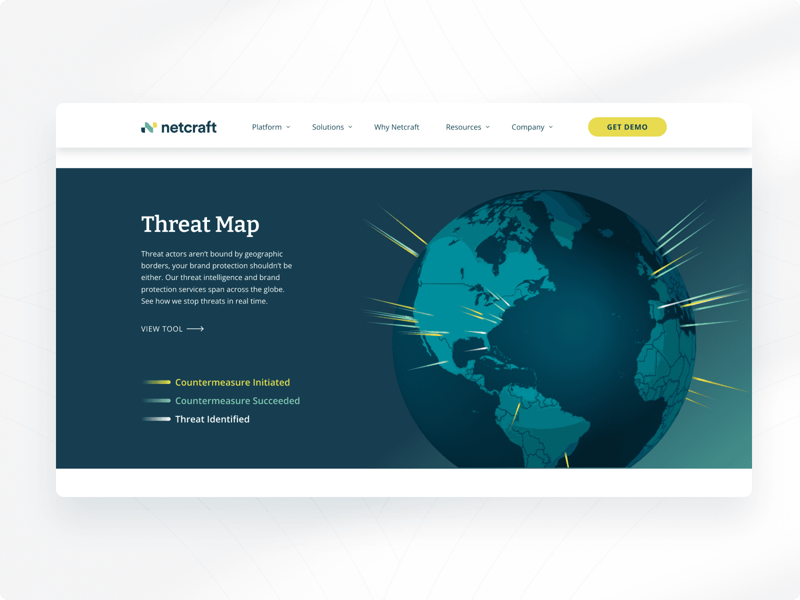 Netcraft threat map sectoin mockup