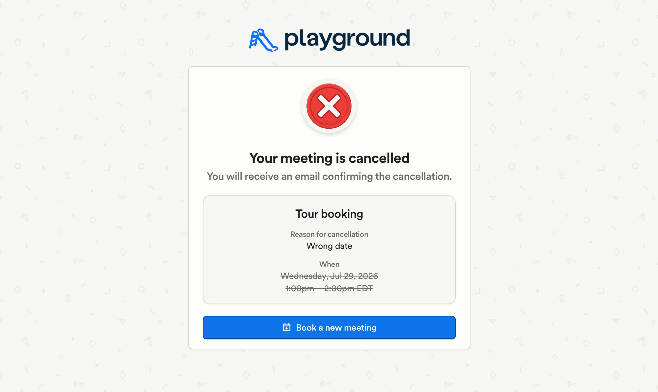 Tour Cancellation Page