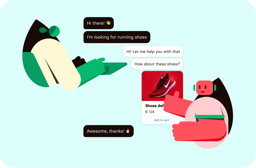 Human and AI agent chatting