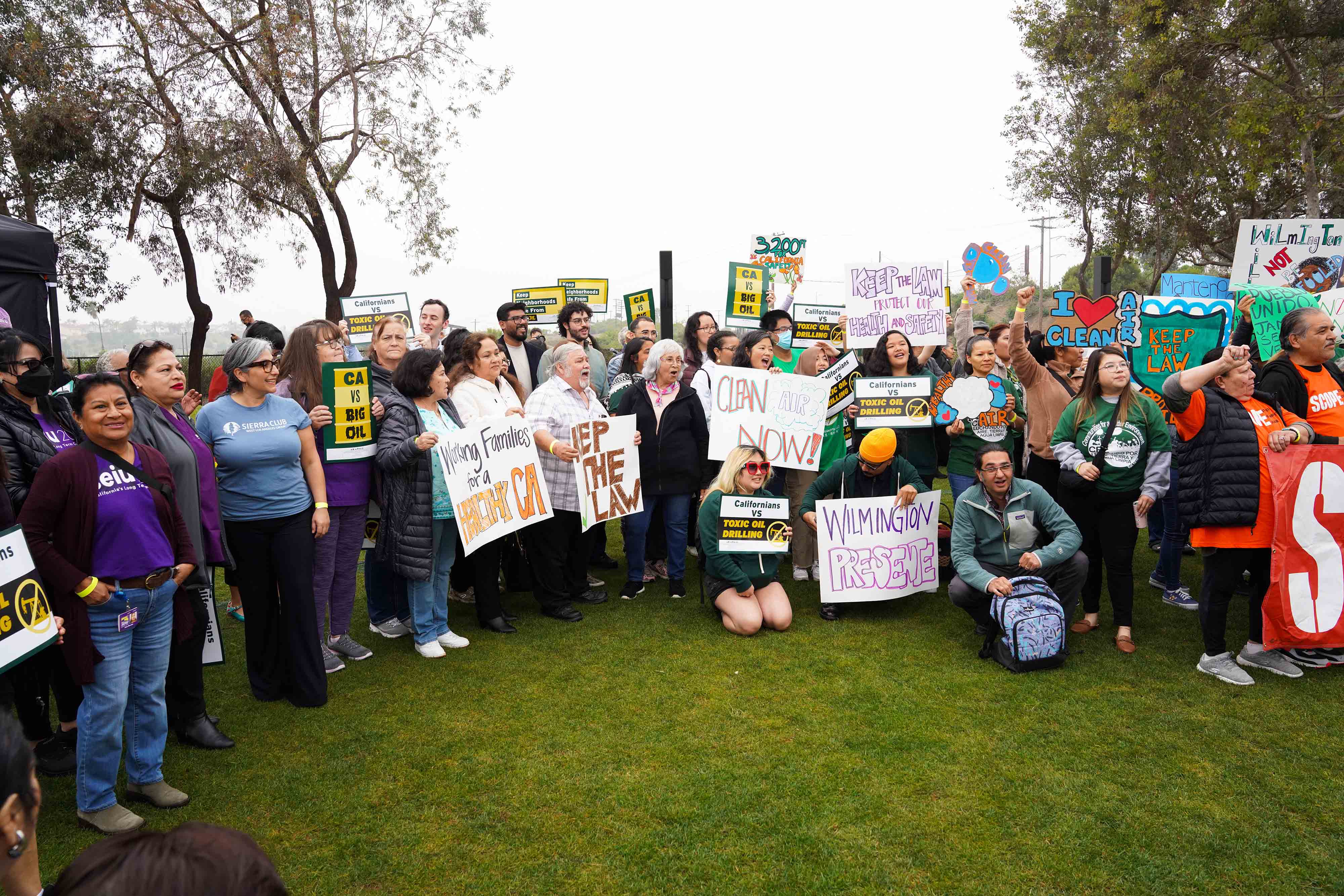 A group of supporters at a kick off rally event for Clean and Healthy California.