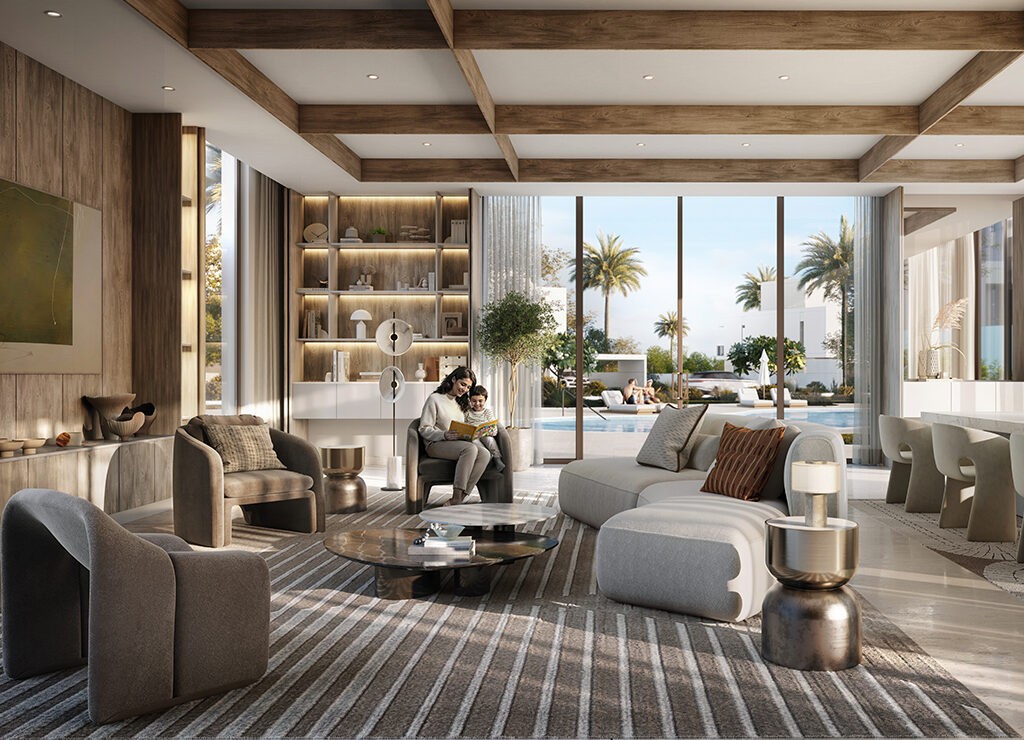 The Ovelle living room at The Valley showcases stylish decor, comfortable seating, and inviting ambiance for gatherings.