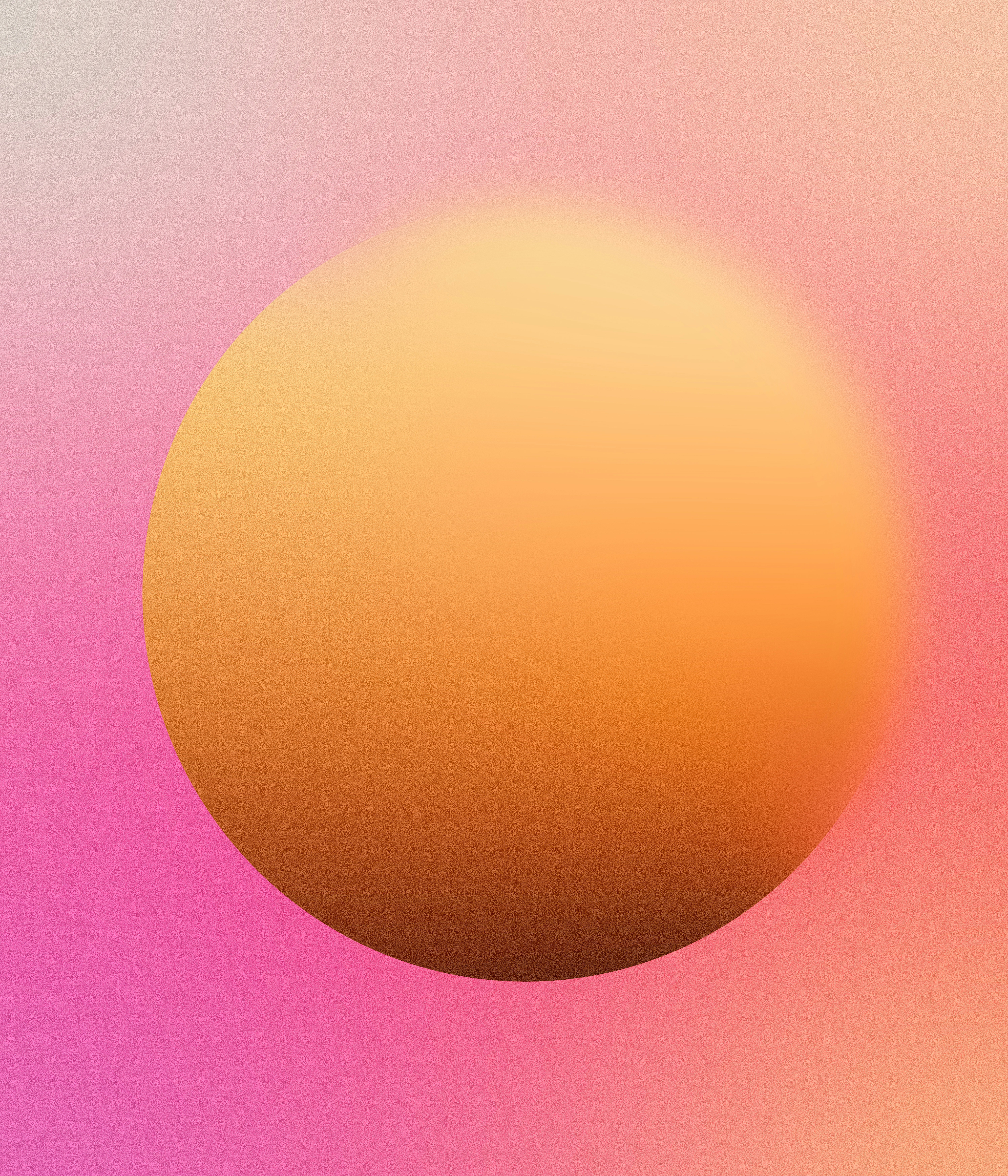 A pink and yellow background with a round object in the middle