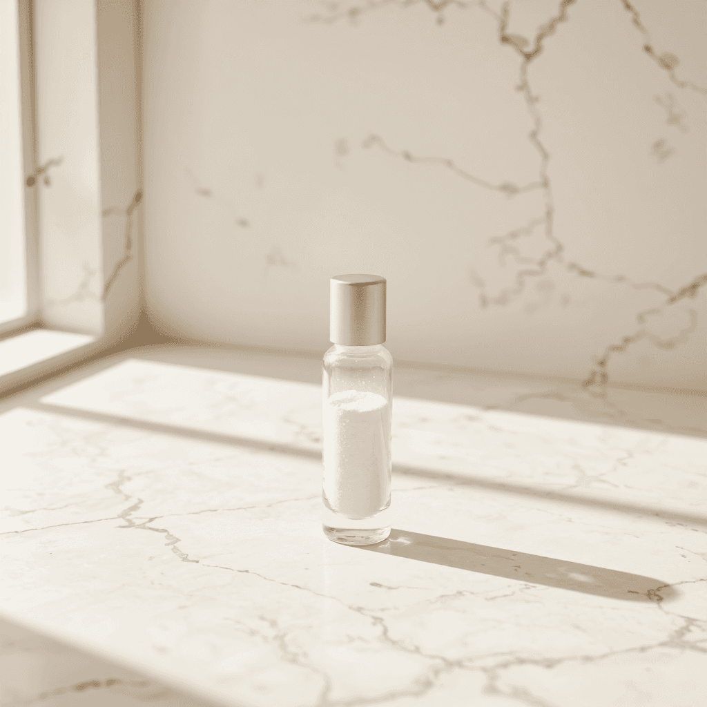 product photography of a vial of stable chitin