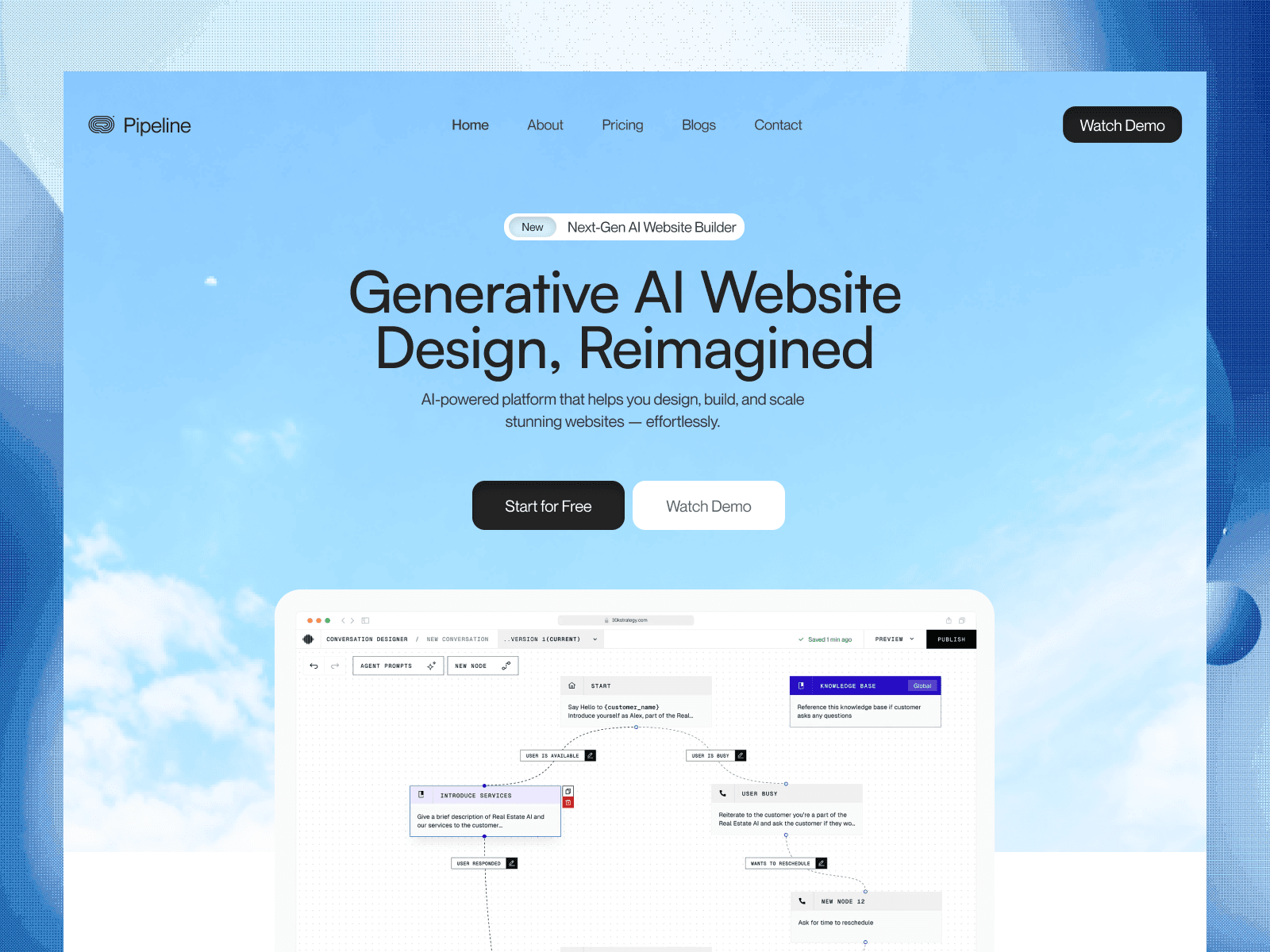 Task automation landing page