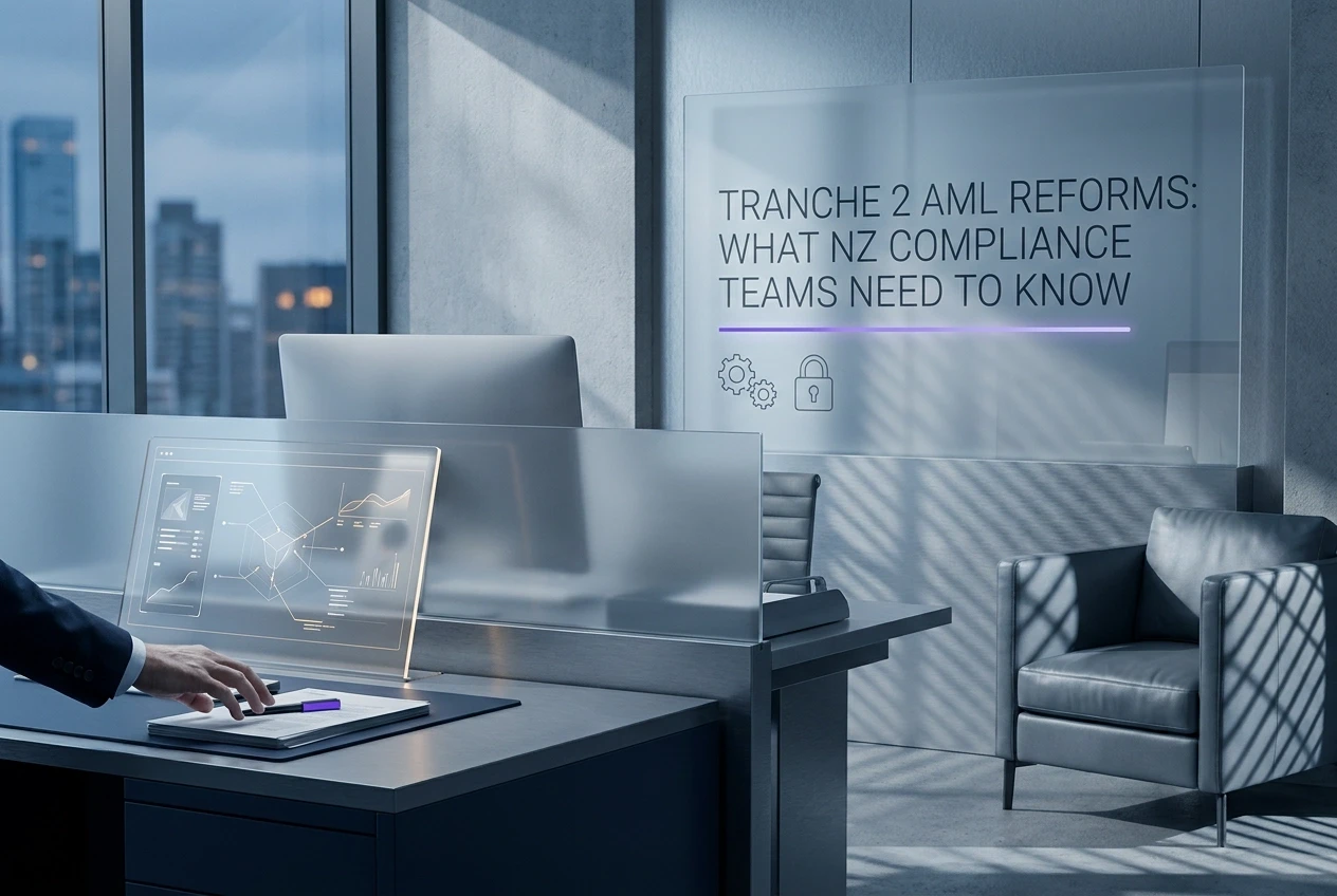 Professional header image for industry analysis: Tranche 2 AML Reforms: What NZ Compliance Teams Need to Know