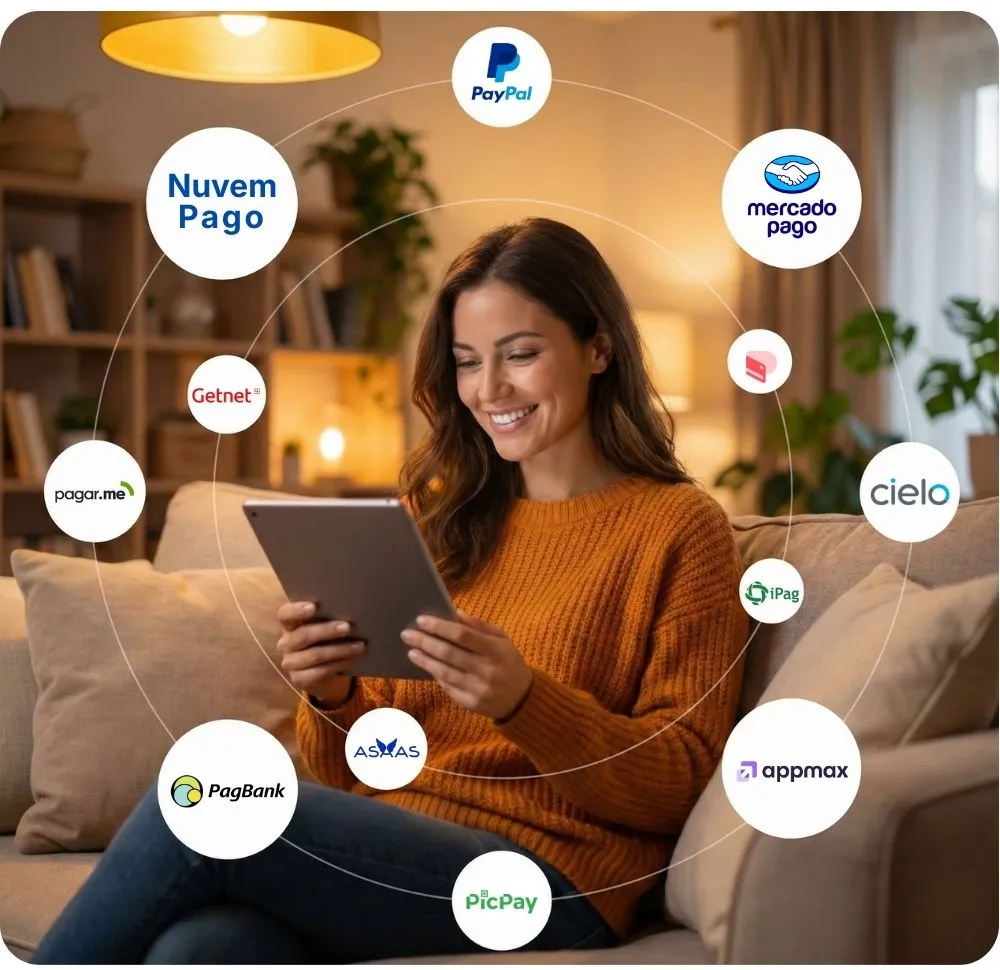 Mulher feliz comprando pela internet